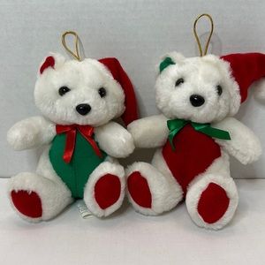 Christmas Holiday Twin Teddy Bear Stuffed Animal Ornaments Opposites